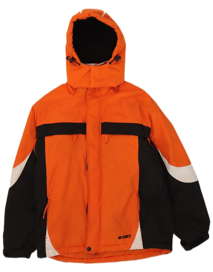 MC Kee's Jungen-Windbreakerjacke mit Kapuze, 11–12 Jahre, orangefarbenes Farbblockdesign