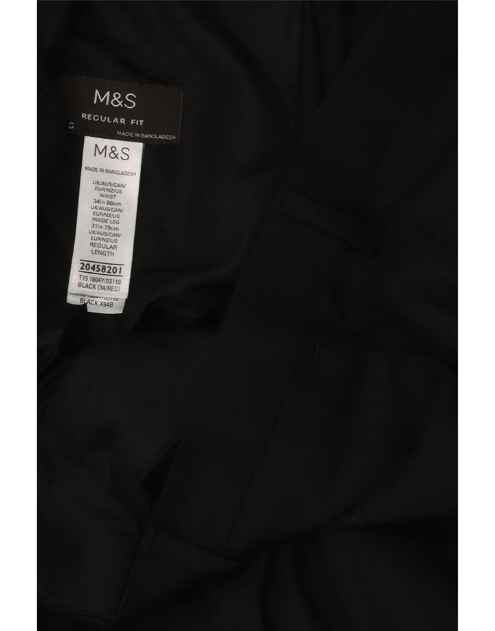 Marks & Spencer Herren-Anzughose in normaler Passform, W34, L31, Schwarz, Polyester