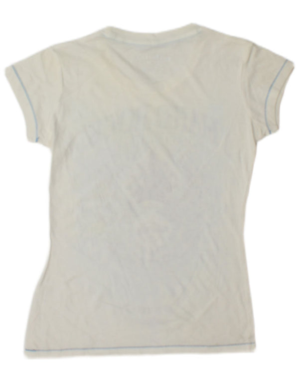 Hard Rock Cafe Damen London Graphic T-Shirt Top UK 6 XS Weiße Baumwolle