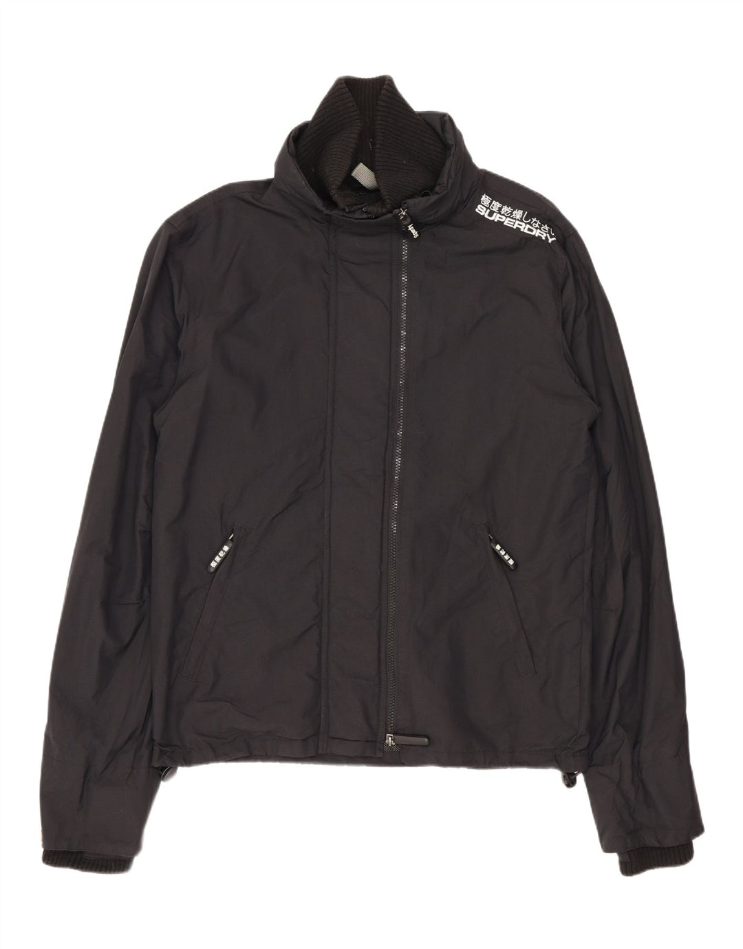 SUPERDRY Herren-Regenjacke mit Grafik, UK 38, mittelschwarzes Nylon
