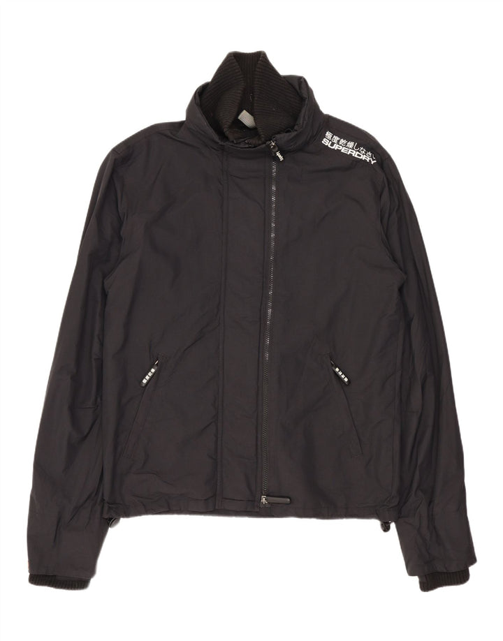 SUPERDRY Herren-Regenjacke mit Grafik, UK 38, mittelschwarzes Nylon