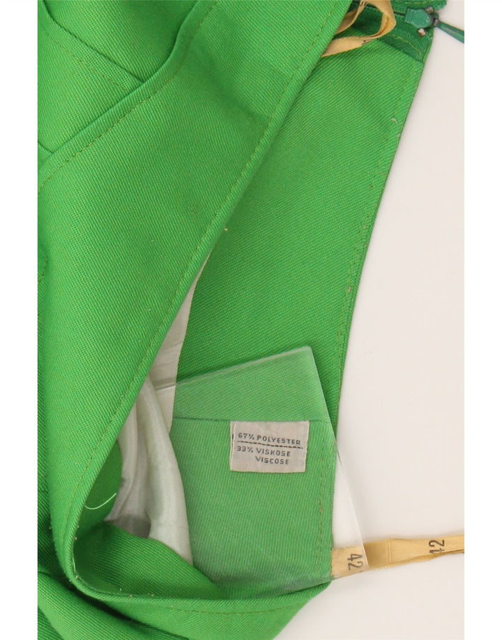 VINTAGE Womens Pleated Mini Skirt IT 42 Medium W28 Green Polyester