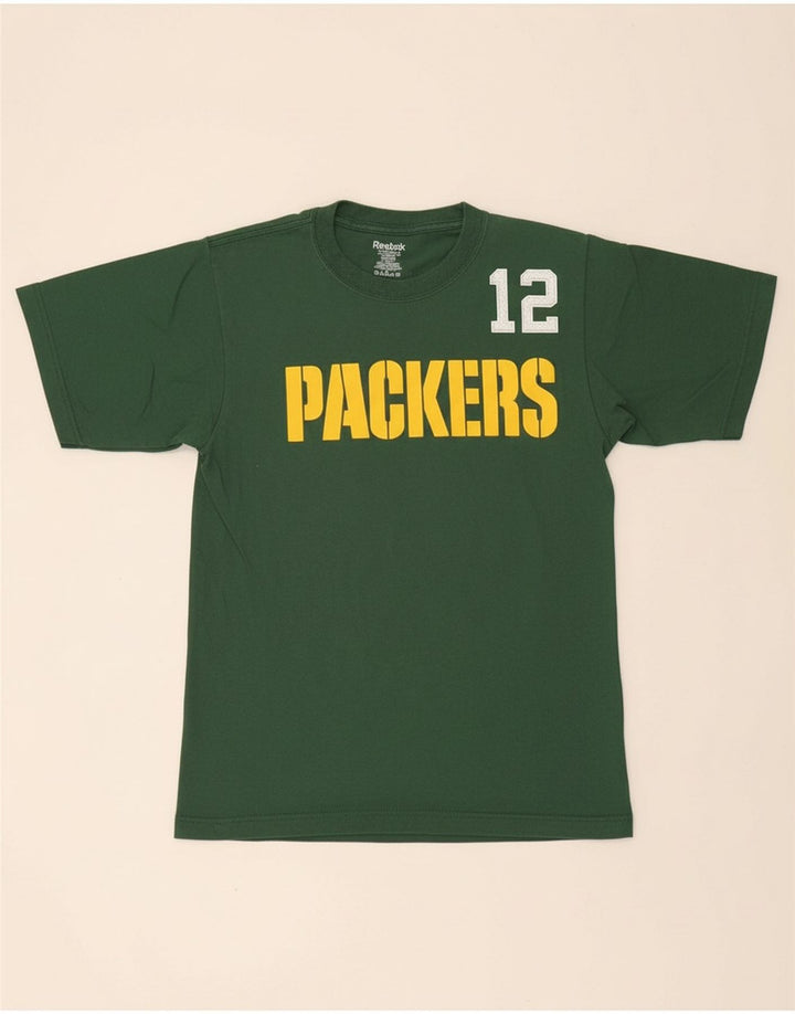 REEBOK Mens Packers Graphic T-Shirt Top Small Green Cotton