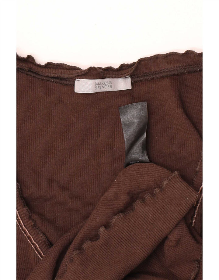 Marks & Spencer Damen-Top, 3/4-Ärmel, UK-Größe 16, Größe L, Braun, Baumwolle