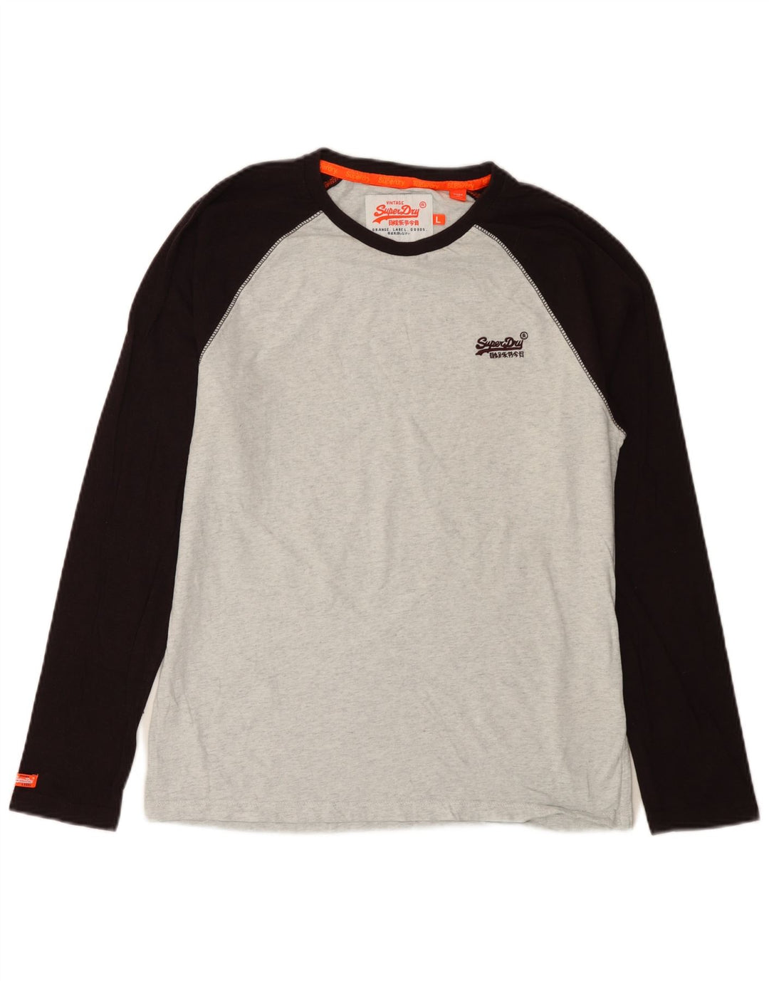Superdry Herren-Oberteil, langärmelig, groß, Grau, Colourblock-Baumwolle
