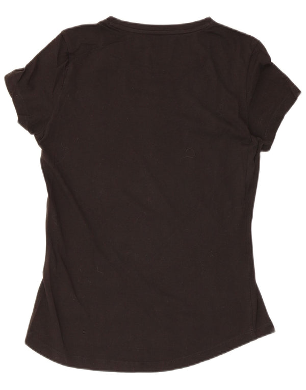 Puma Damen Grafik T-Shirt Top UK 6 XS Schwarz Baumwolle
