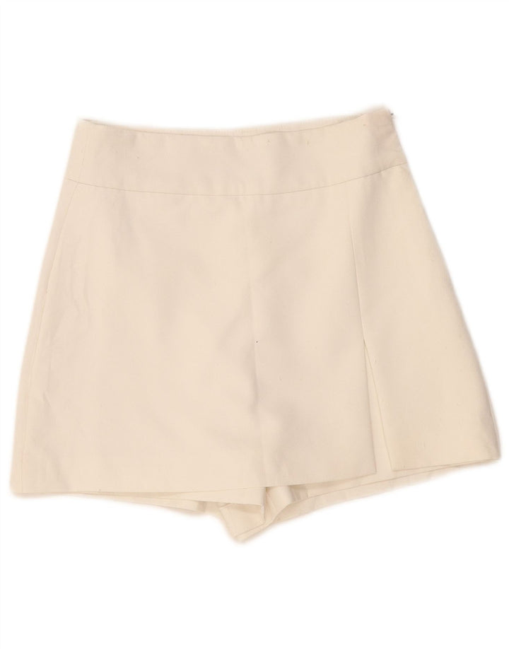 ZARA Damen-Skort mit hoher Taille, Größe S, Weiß, Polyester