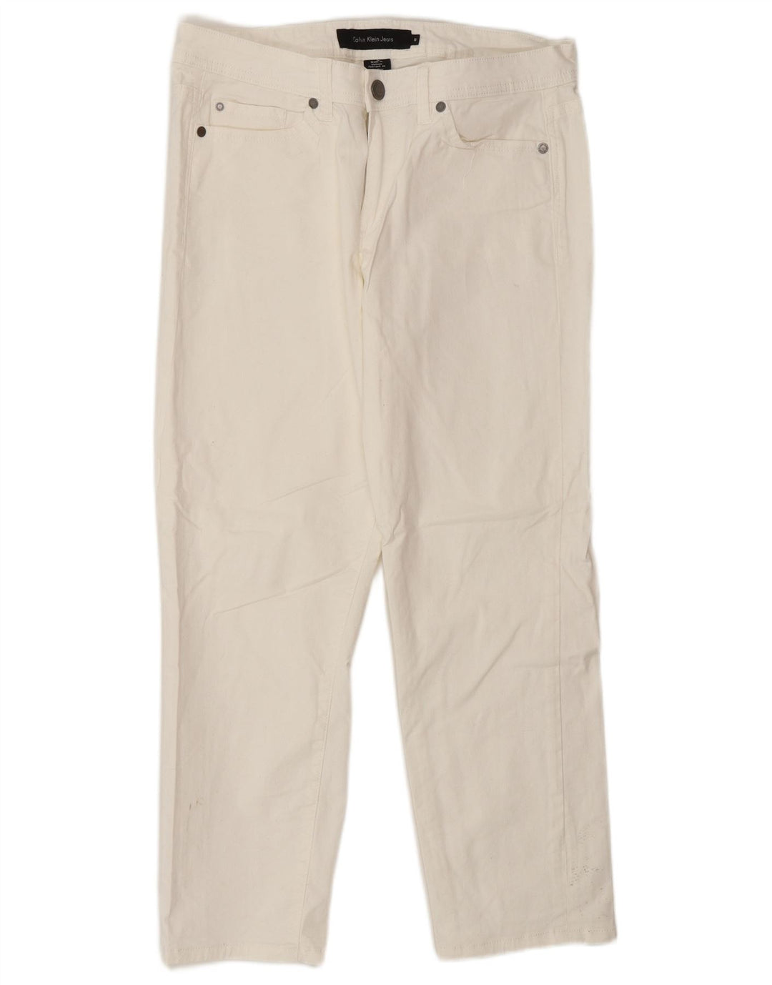 Calvin Klein Damen Straight Jeans US 10 Medium W30 L26 Weiße Baumwolle