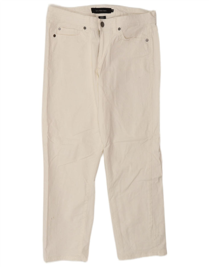 Calvin Klein Damen Straight Jeans US 10 Medium W30 L26 Weiße Baumwolle