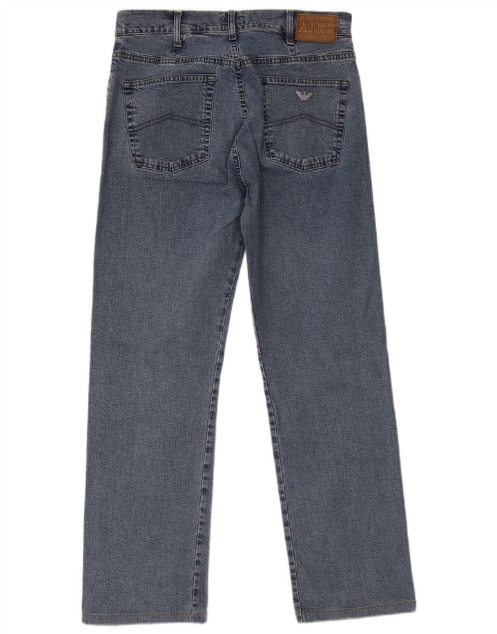 Armani Herren Straight Jeans W34 L29 Blaue Baumwolle