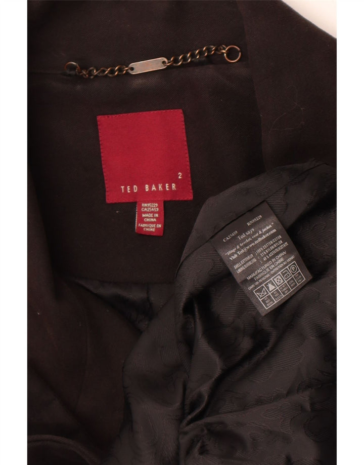 Ted Baker Damen Pea Coat Größe 2 Small Schwarz Baumwolle