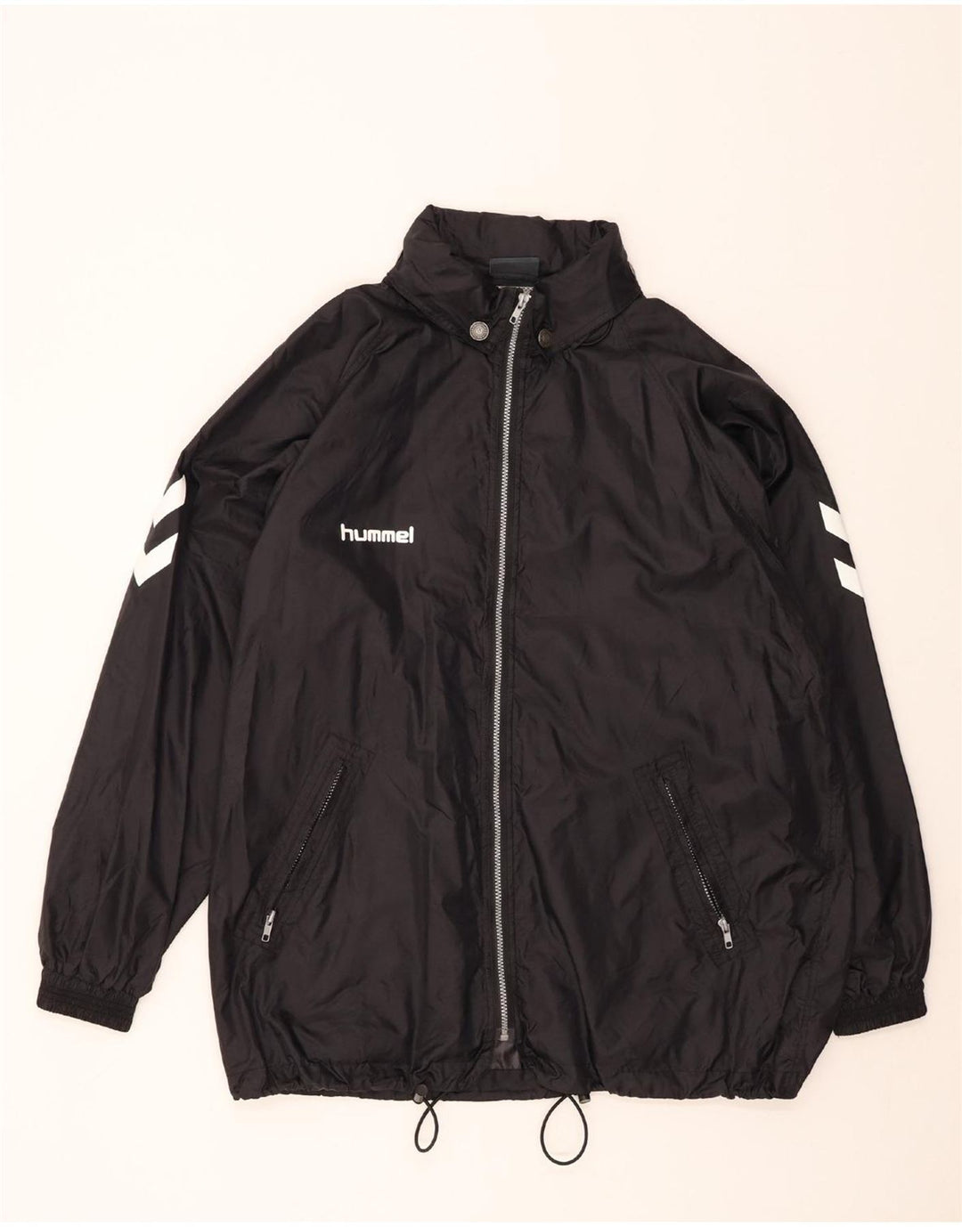 HUMMEL Mens Graphic Tracksuit Top Jacket Large Black Polyamide Vintage Hummel and Second-Hand Hummel from Messina Hembry 