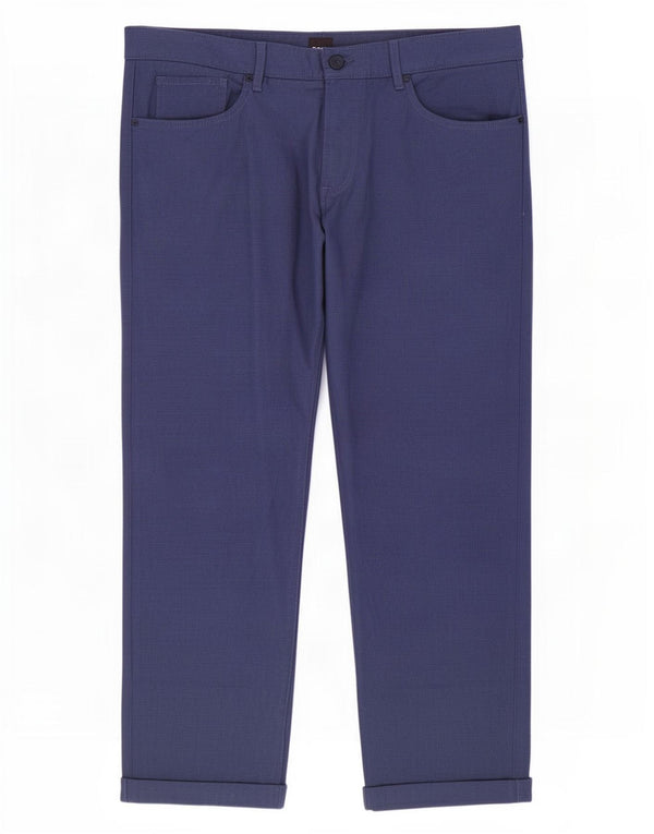 Hugo Boss Herren-Freizeithose mit normaler Passform, W38, L28, Marineblau mit Hahnentrittmuster