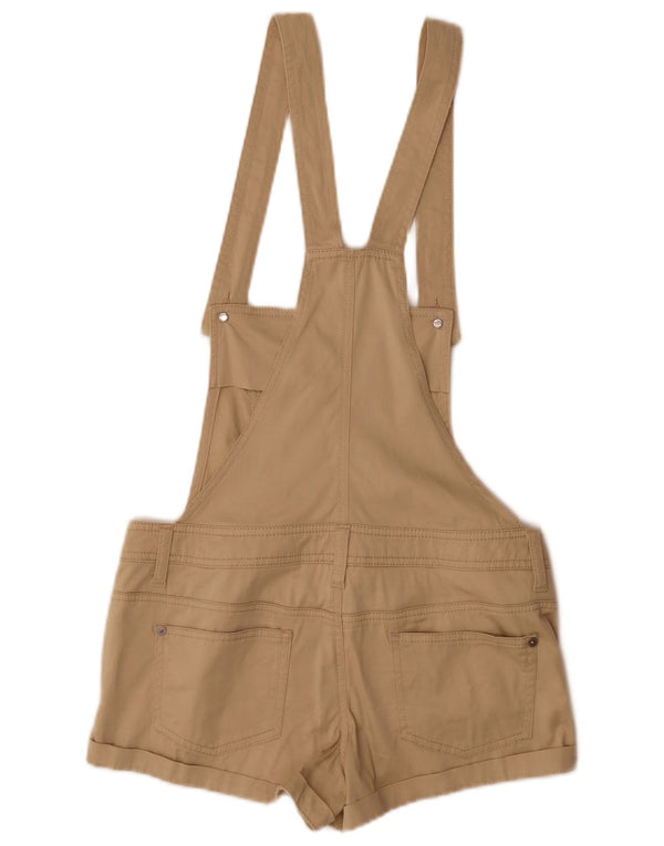 Benetton Damen Latzhose Freizeitshorts IT 38 XS W30 Beige Baumwolle