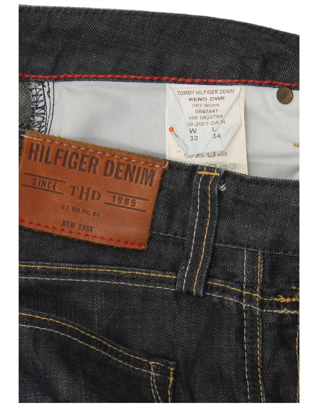 TOMMY HILFIGER Herren Straight Jeans W32 L34 Marineblaue Baumwolle