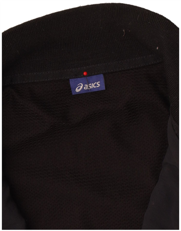 Asics Herren-Trainingsanzug-Top-Jacke, großes schwarzes Colourblock-Polyamid