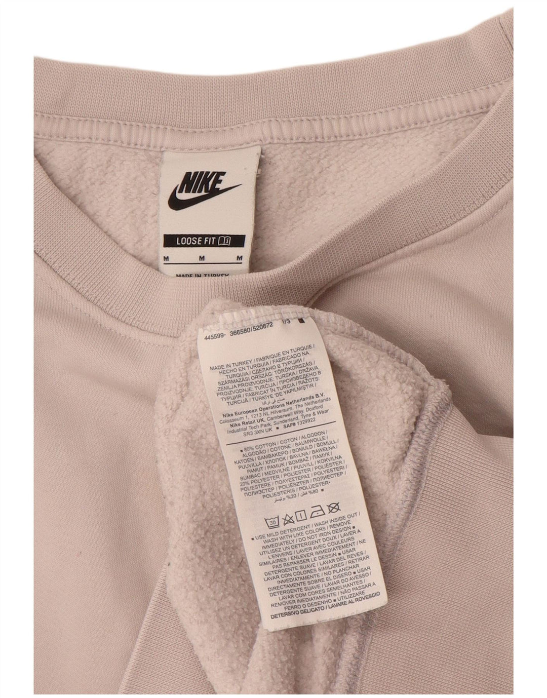 Nike Damen-Sweatshirt-Pullover UK 14 Mittelbeige Colourblock-Baumwolle