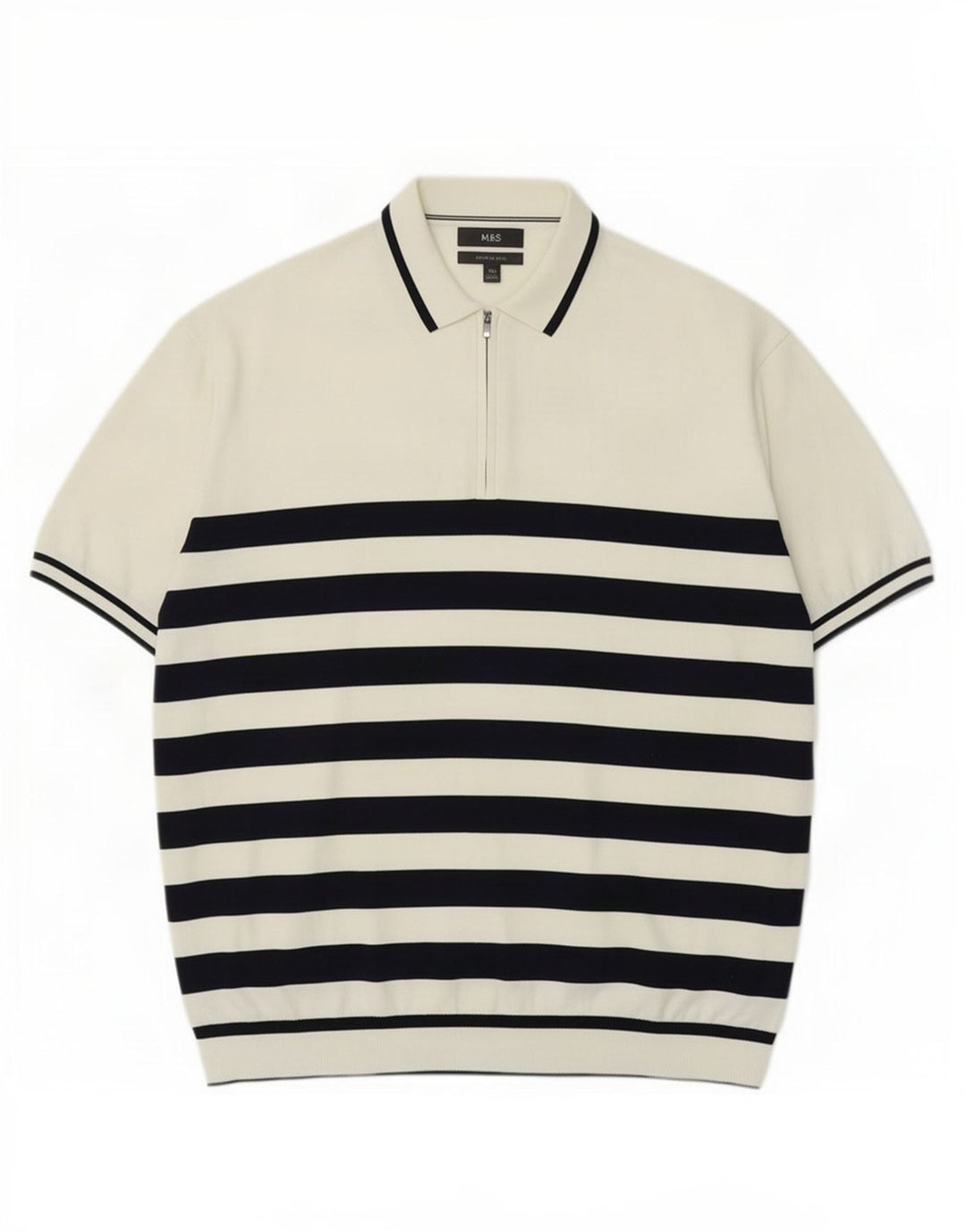 Marks & Spencer Herren-Pullover mit Rollkragen, 2XL, weiß gestreift