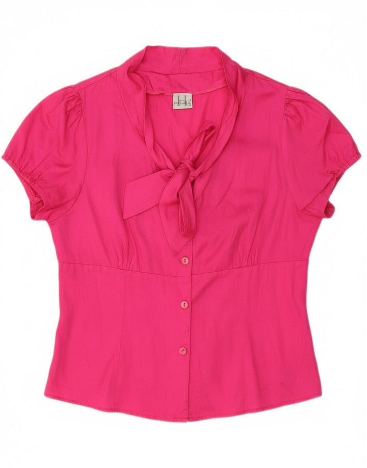 VINTAGE Womens Front Tie Shirt Blouse IT 42 Medium Pink