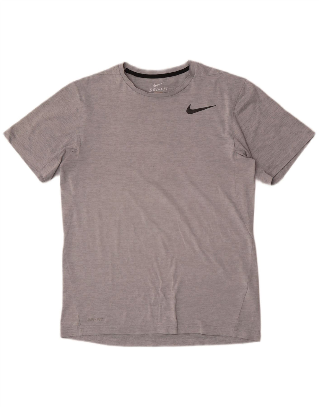 Nike Herren Dri Fit T-Shirt-Oberteil aus mittelgrauem Nadelstreifen-Polyester