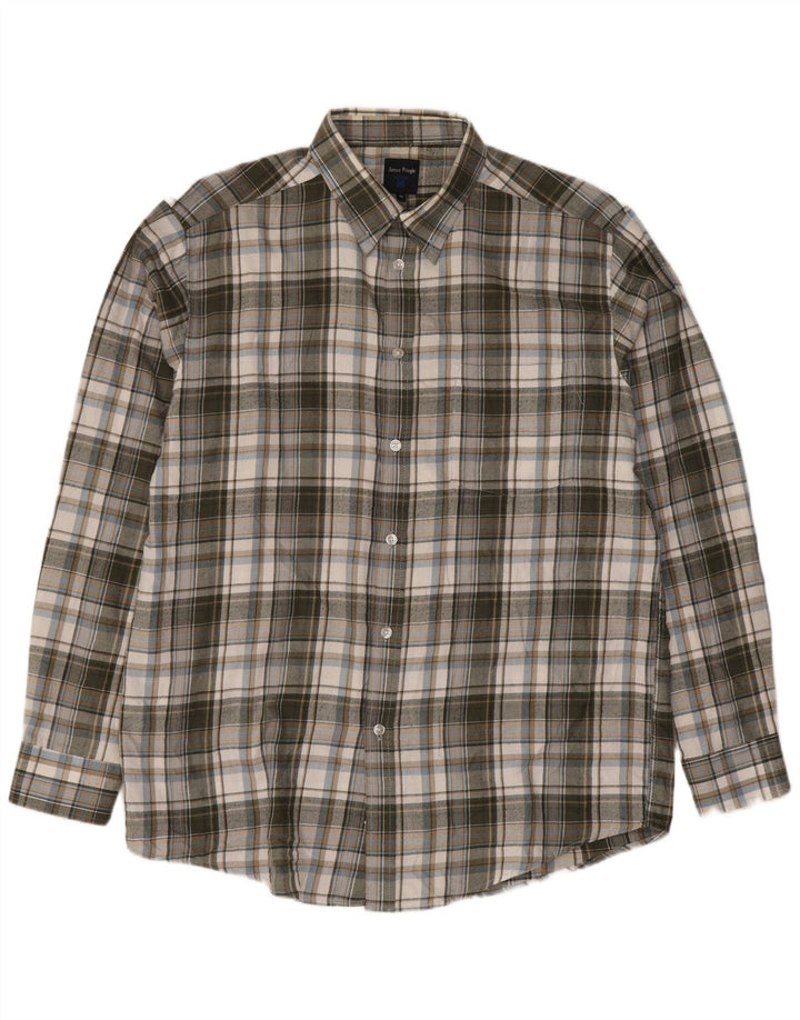 James Pringle Herren-Flanellhemd, mittelgrau, kariert, Polyester