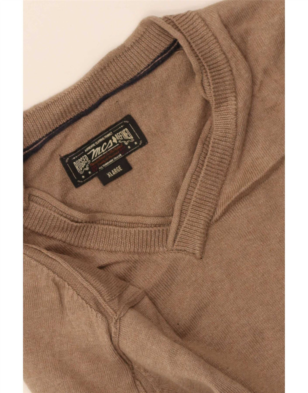 Marlboro Classics Herren-Pullover mit V-Ausschnitt, XL, Beige