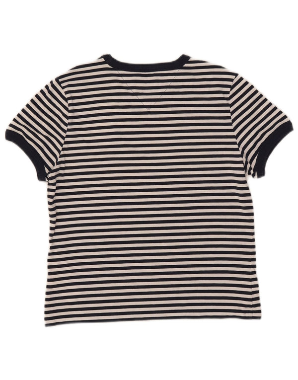 Tommy Hilfiger Damen Crop T-Shirt Top UK 10 Small Marineblau gestreift Baumwolle