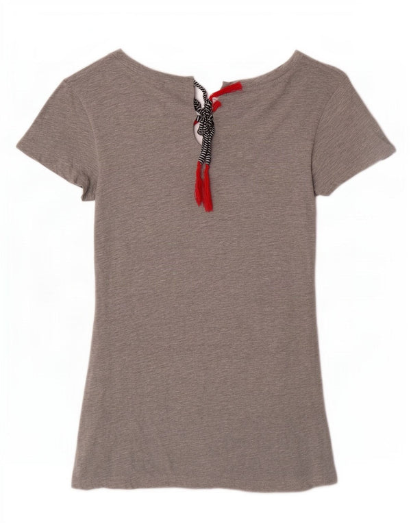 Desigual Womens Graphic T-Shirt Top UK 10 Kleiner grau gefleckter Schmetterling