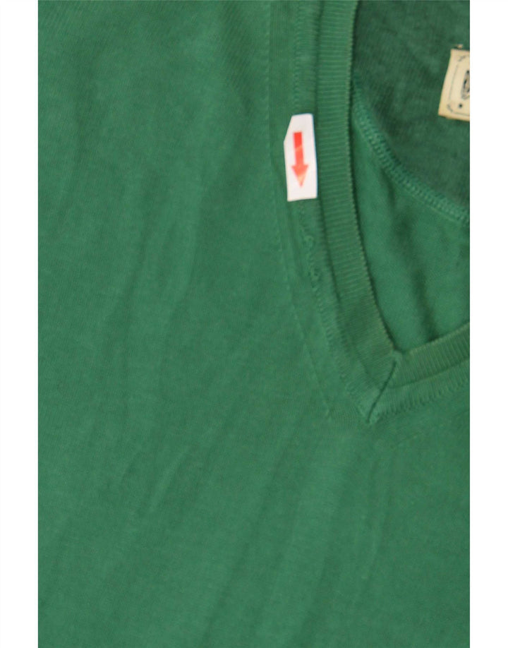 Marlboro Classics Herren-Pullover mit V-Ausschnitt aus mittelgrüner Baumwolle