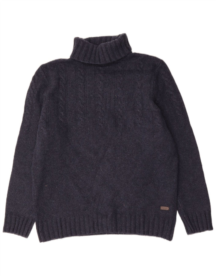 Barbour Rollkragenpullover für Herren, groß, marineblaue Wolle