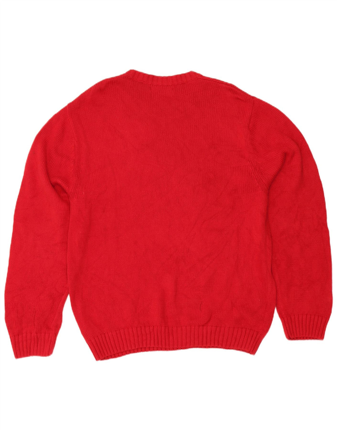 Chaps Herren-Pullover mit Rundhalsausschnitt, Größe L, aus roter Baumwolle