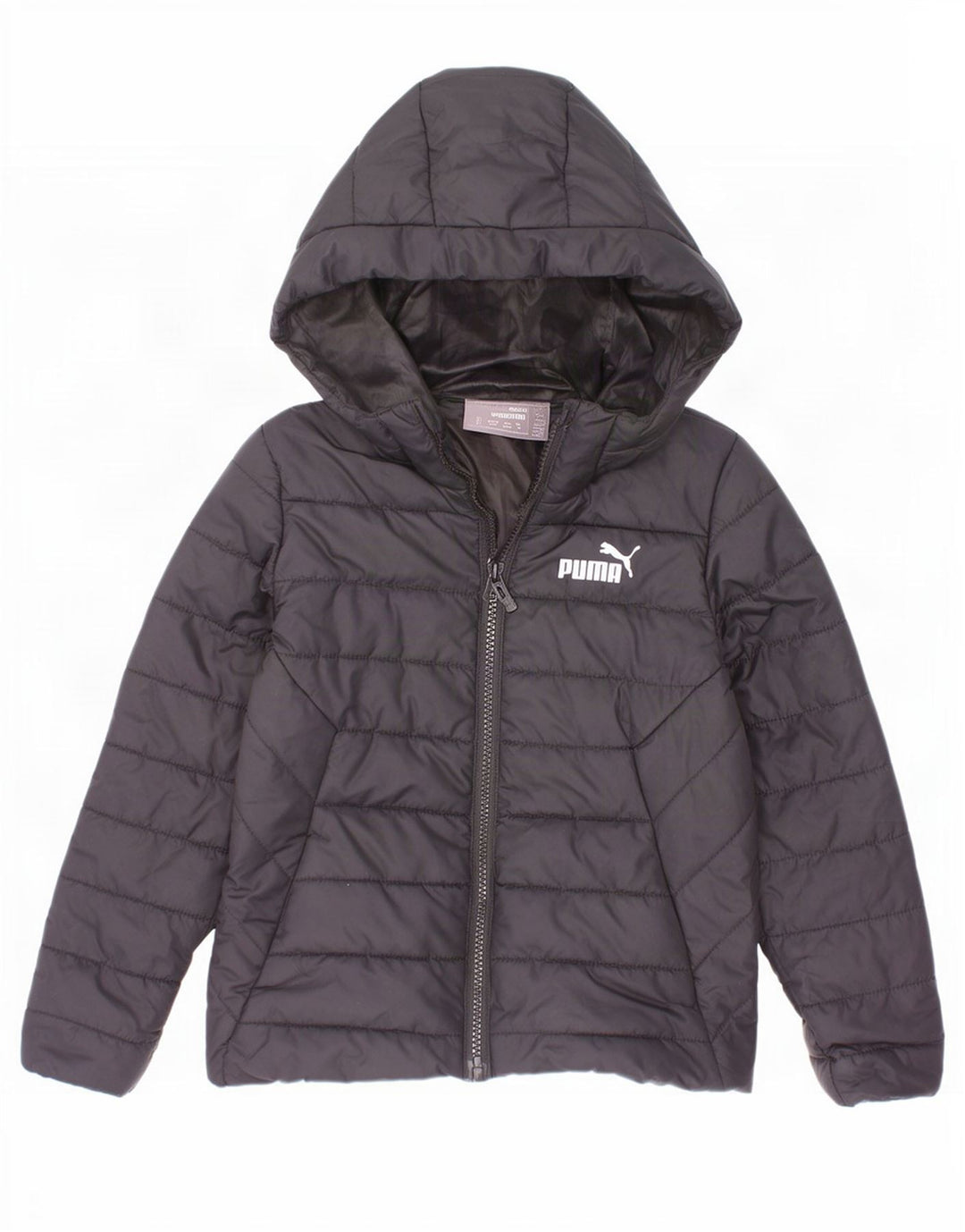 Puma Jungen wattierte Jacke mit Kapuze, 5–6 Jahre, schwarzes Polyester