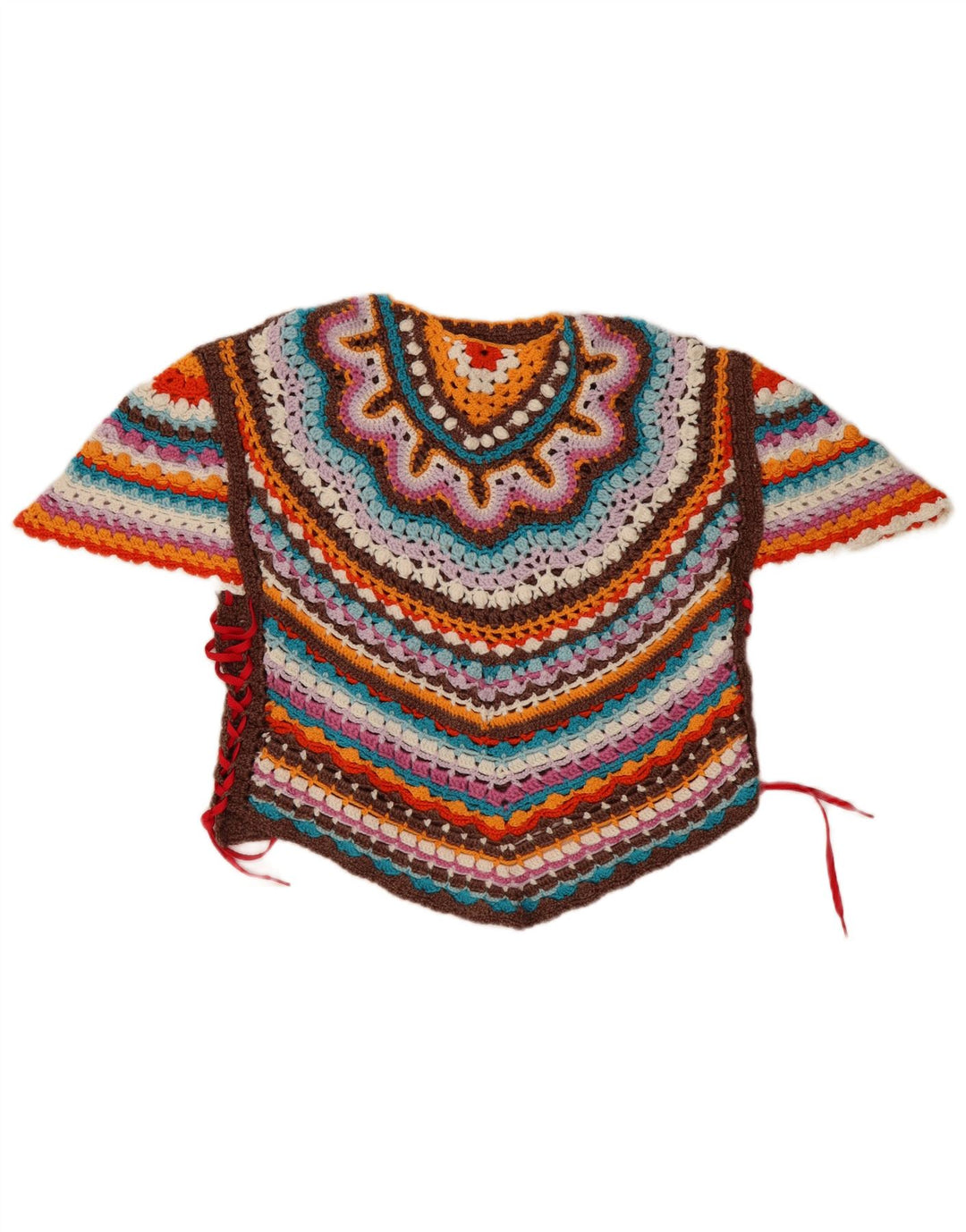 Vintage Damen Asymmetrisches Blusentop UK 14 Groß Mehrfarbig gestreift