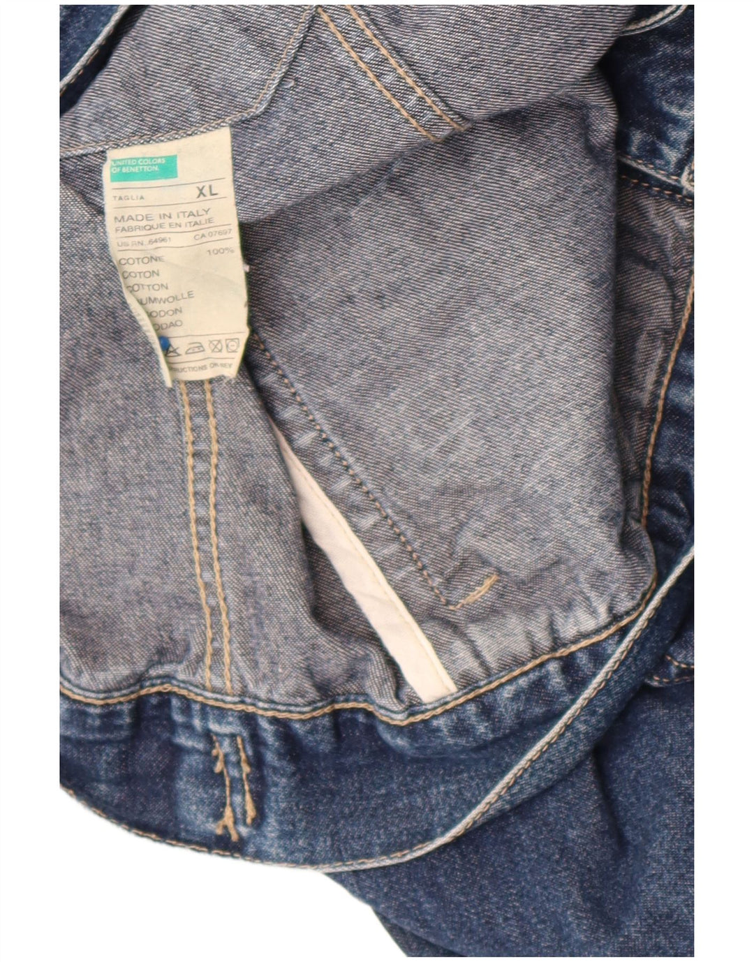 Benetton Herren Jeansjacke UK 42 XL Blaue Baumwolle