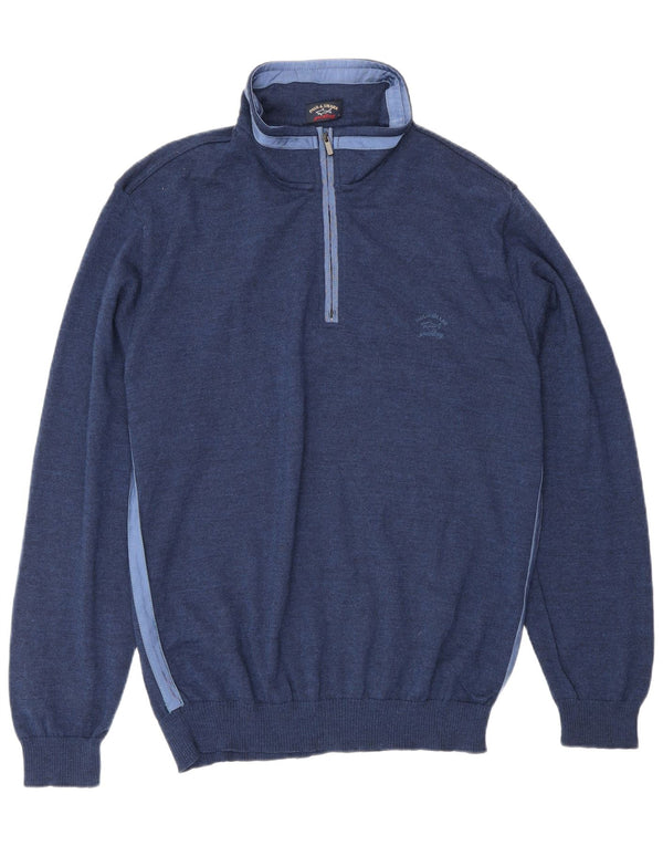 Paul & Shark Herren Yachting Pullover mit Reißverschluss am Hals, große marineblaue Wolle