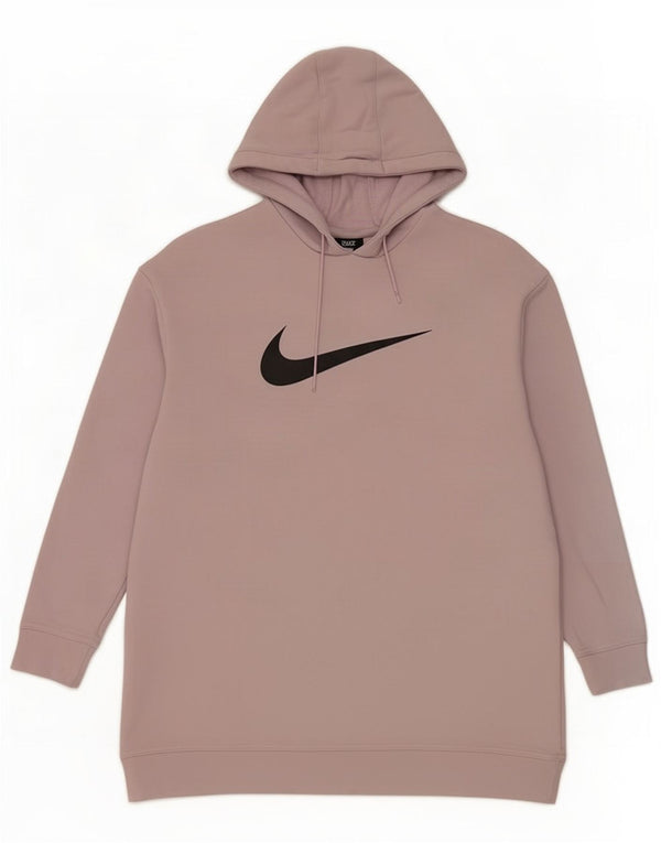 Nike Womens Graphic Oversized Hoodie Jumper UK 10 Small Purple Cotton