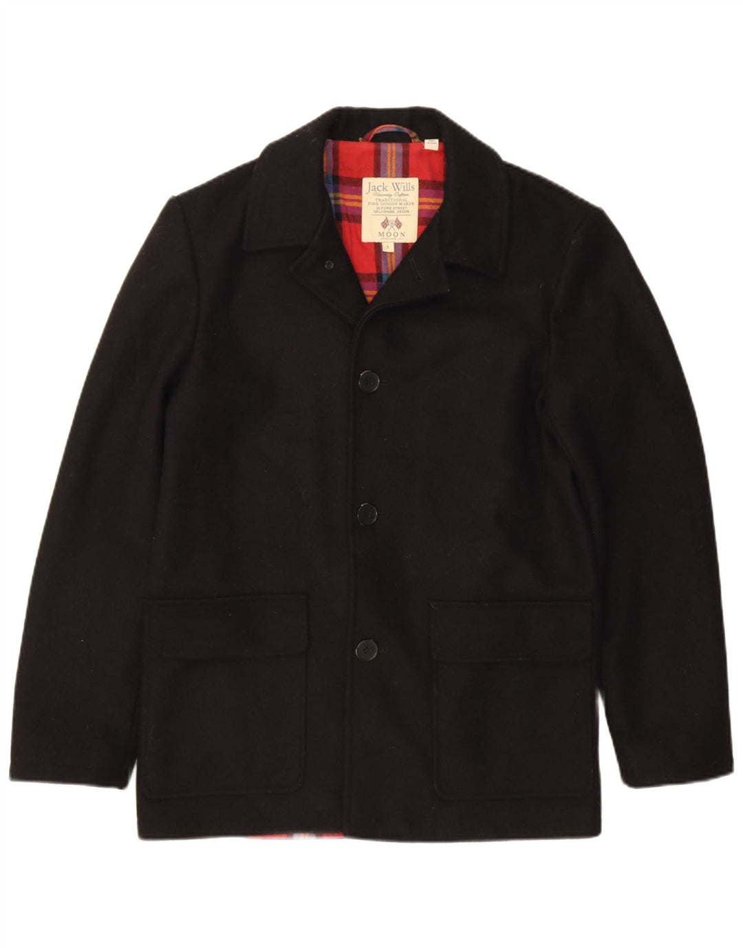 Jack Wills Herren-Blazer mit 3 Knöpfen, Gr. 36, Größe S, schwarze Wolle
