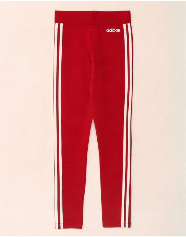 Adidas Womens Leggings UK 4/6 XS Red Cotton