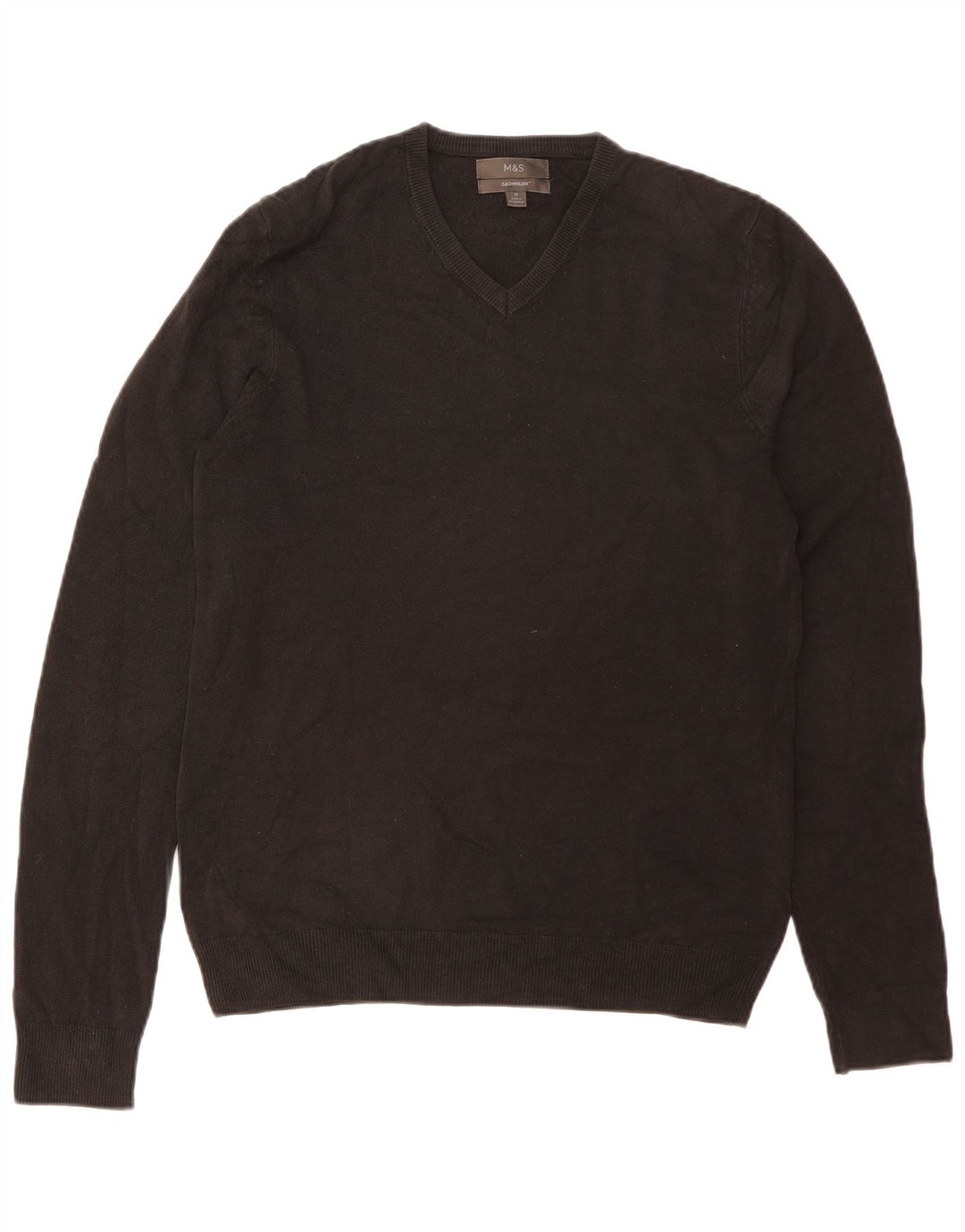 Marks & Spencer Herren-Pullover mit V-Ausschnitt, Mittelschwarz, Acryl