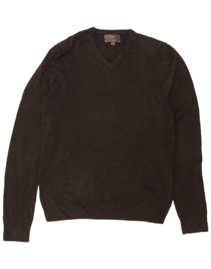 Marks & Spencer Herren-Pullover mit V-Ausschnitt, Mittelschwarz, Acryl