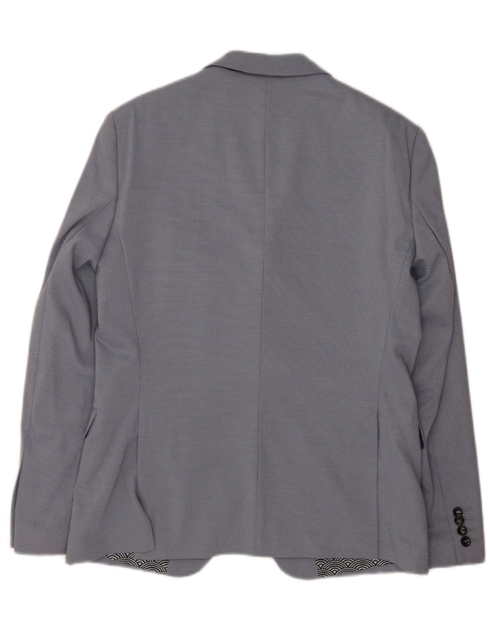 Zara Herren-Blazerjacke mit 2 Knöpfen, EU 52, groß, blau, Polyester