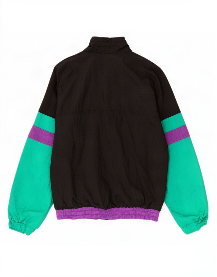 Vintage Herren-Trainingsanzug-Oberteil, große, mehrfarbige Colourblock-Polyamidjacke