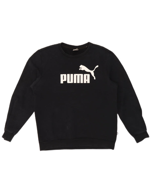 Puma Herren Grafik-Sweatshirt-Pullover aus mittelschwarzer Baumwolle