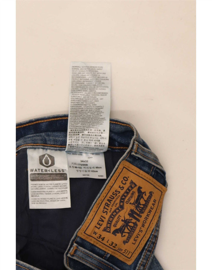 Levi's Herren 511 Slim Jeans W34 L32 Blaue Baumwolle