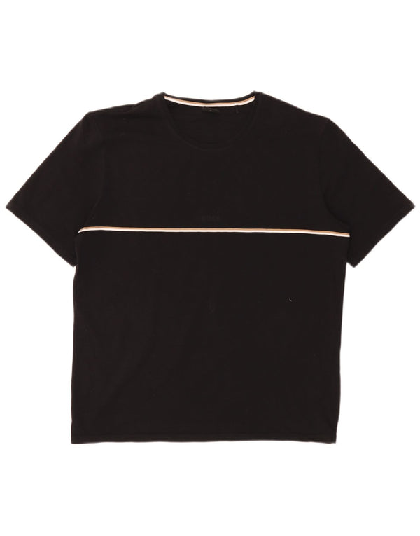 Hugo Boss Herren T-Shirt Top Medium Schwarz Baumwolle