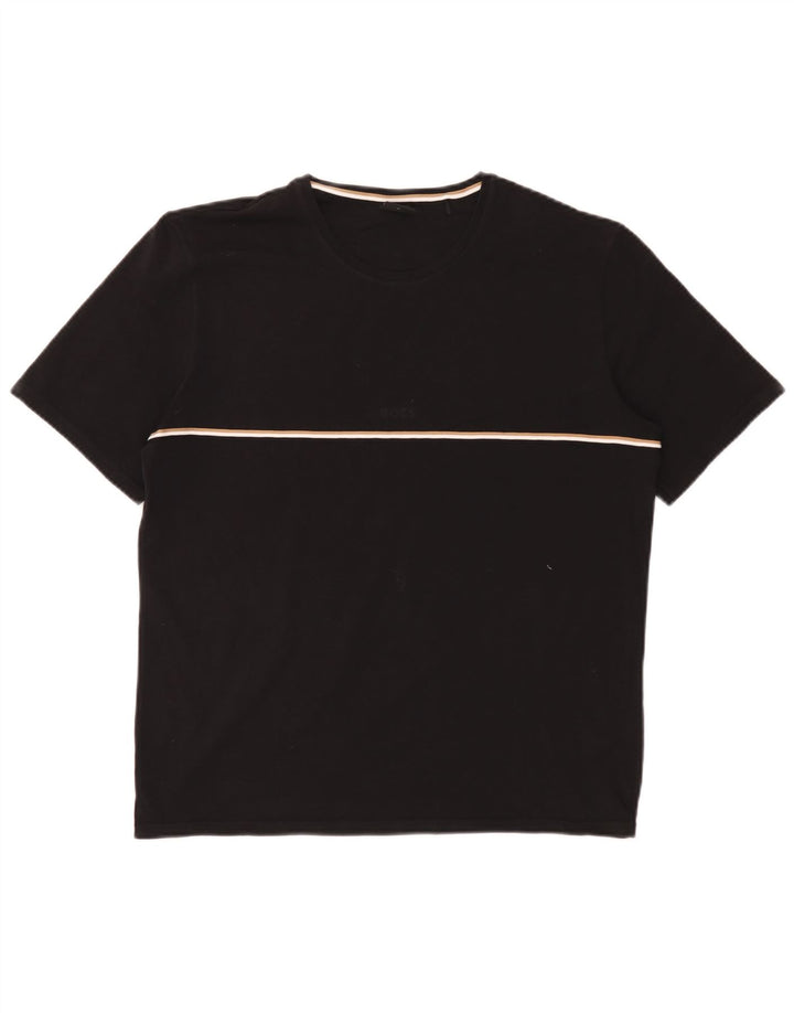 Hugo Boss Herren T-Shirt Top Medium Schwarz Baumwolle