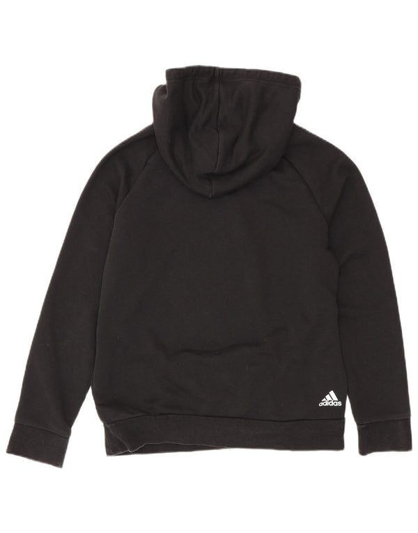 Adidas Damen Graphic Hoodie Pullover UK 12/14 Mittelschwarze Baumwolle