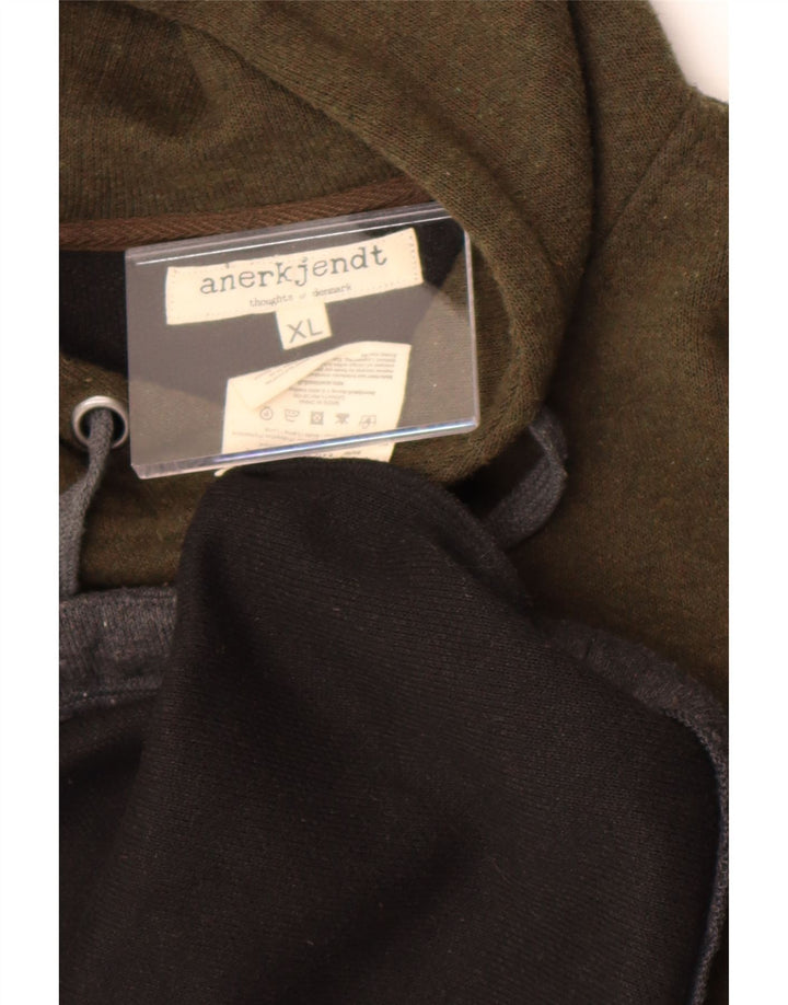 Anerkjendt Herren-Strickjacke mit Kapuze, XL, grünes Farbblock-Polyester