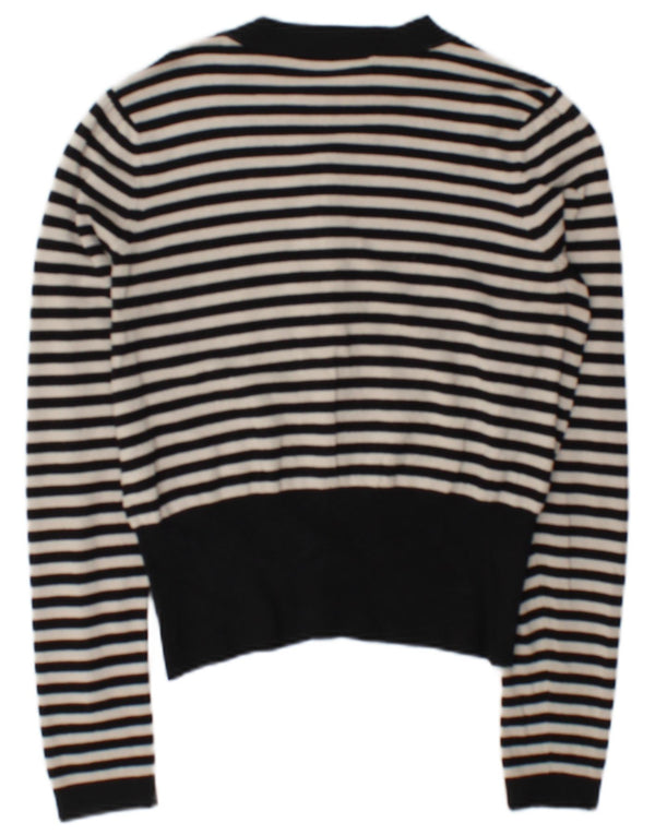 Coast Damen-Cardigan-Pullover UK 12 Mittelschwarz gestreift Viskose
