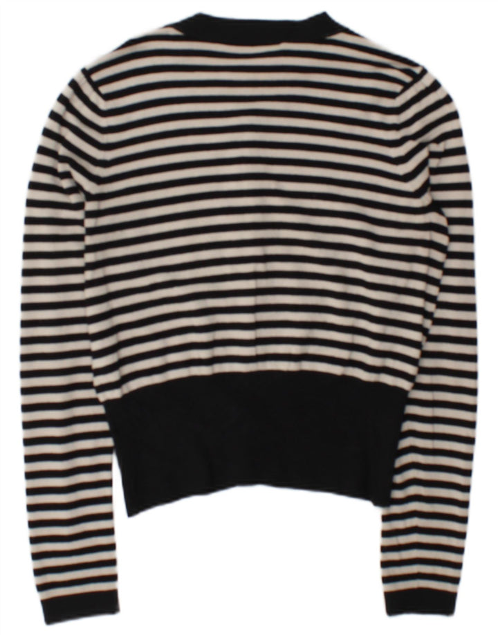 Coast Damen-Cardigan-Pullover UK 12 Mittelschwarz gestreift Viskose
